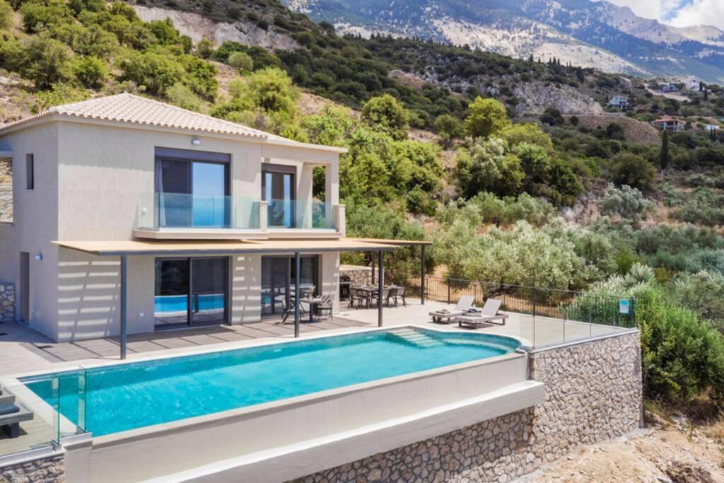 Color Villas-New Villa Green At Trapezaki With Private Pool Mousata Exterior foto